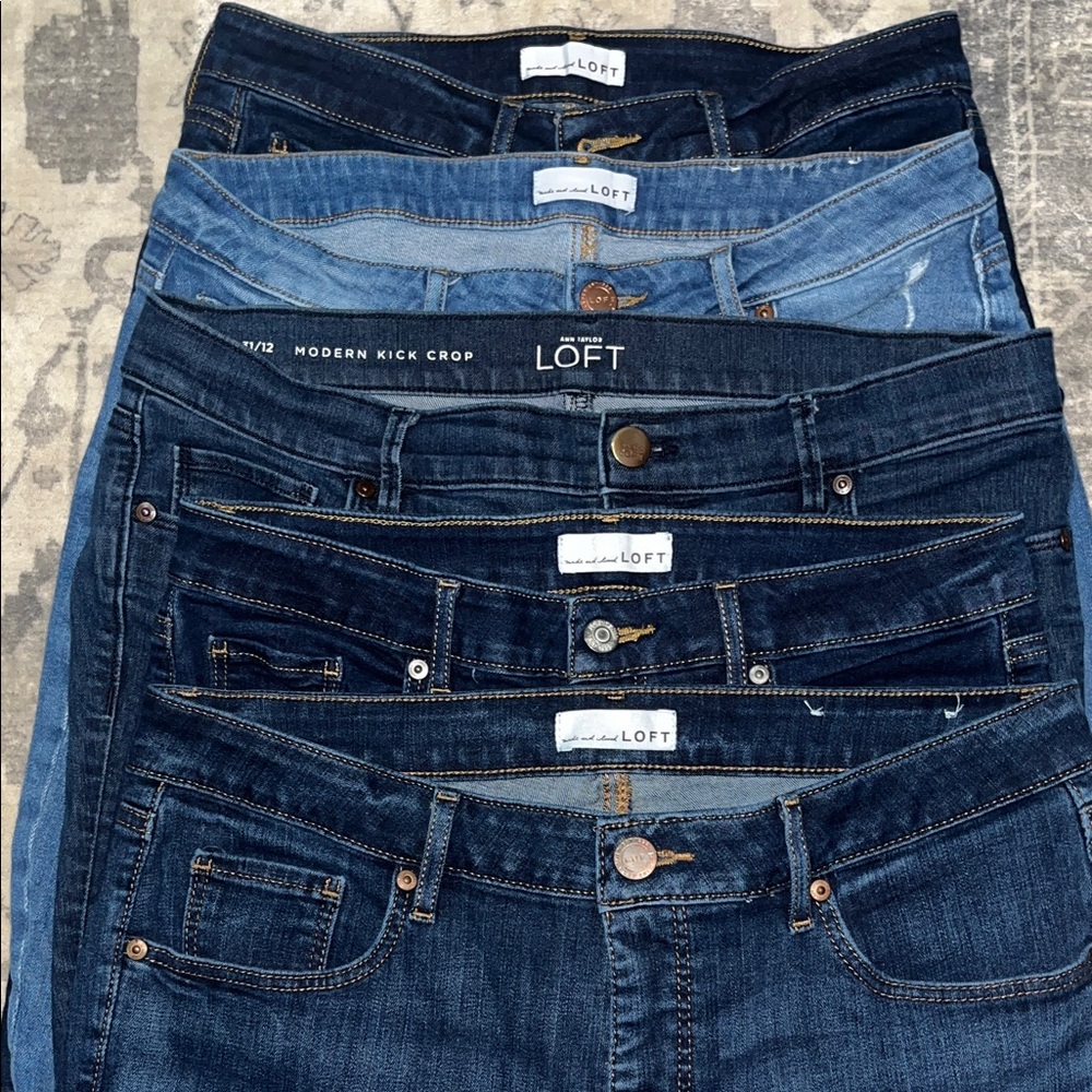 LOFT Women's Dark and Light Blue Ankle Jeans